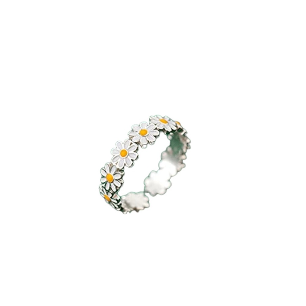 Boho Daisy Silver Cuff Ring